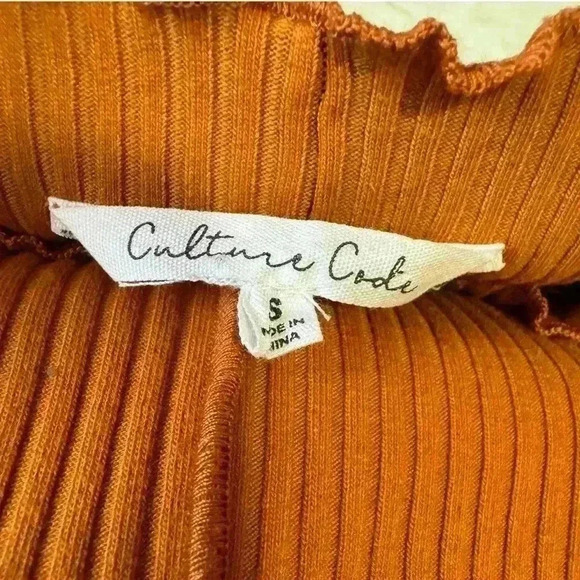 CULTURE CODE ribbed knit mock neck bodycon orange midi dress women's small - Picture 10 of 12